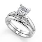 0.8 Ct Princess Cut Classic Cathedral Diamond Engagement Ring SI2 F Treated