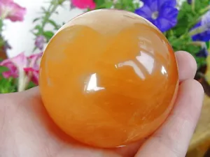 50-55MM+SAND Natural Citrine Calcite Quartz Crystal Sphere Ball Healing Gemston - Picture 1 of 4