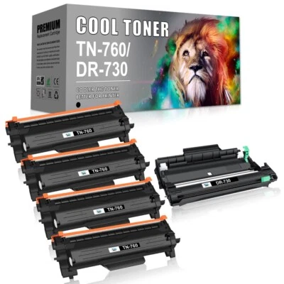 TN760 Toner Cartridges DR730 Drum for Brother DCP-L2550DW HL-L2395DW MFC-L2710DW - Image 1 of 4