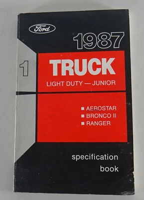 Libro Di Tavola Ford Aerostar / Bronco II / Ranger Anno Modello 1987 - Immagine 1 di 2