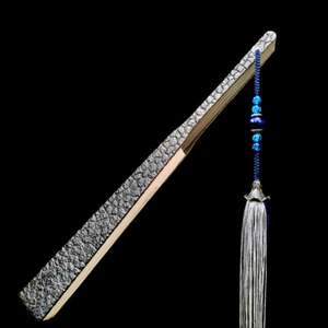 Martial Arts Titanium Alloy Fan Stone Pattern Hand Carved Tactical Folding Fan - Picture 1 of 14