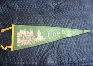 Vintage Los Angeles California Souvenir Wollfilz Wimpel NYPCo 1940er - Bild 1 von 6