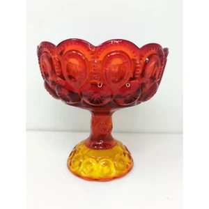 Vintage Amberina Glass Pedestal Candy Dish bowl Boho Moon and Stars 6.25" - Picture 1 of 8