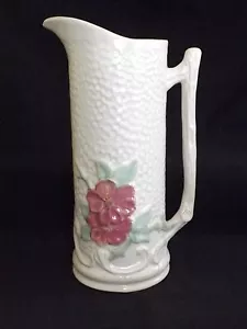 Jarra jarra Weller Pottery EE. UU. Delsa blanca punteada flores rosas - Imagen 1 de 5