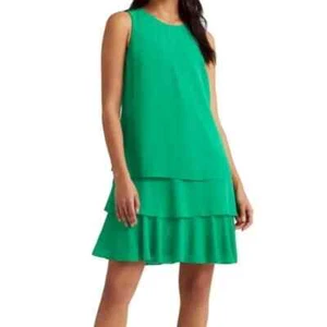 NWT! Women’s Ralph Lauren Tiered Green Malachite Sleeveless Flowy Dress Sz 6 - Picture 1 of 3