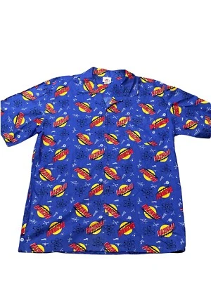 The Big Bang Theory Bazinga! Blue Red Yellow Black Atomic Adult Camp Shirt 2XL - Image 1 of 4