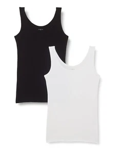 Iris and Lilly Damen Baumwollweste, 2er-Pack, (schwarz-weiß) Größe 10. - Bild 1 von 4
