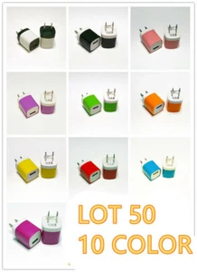 50x USB Power Adapter AC Home Wall Charger US Plug for iPhone 5s 6S 7p Universal - Picture 1 of 11