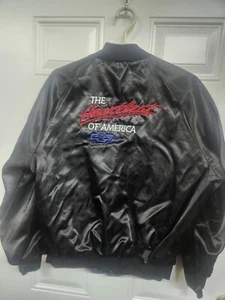 Vintage West Ark The Heartbeat of America Chevrolet Satin Bomber Jacket L USA - Picture 1 of 4