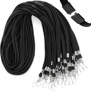 MIFFLIN-USA Flat Breakaway Safety Lanyard for ID Badges Black, 36 Inch, 100 Pack - Picture 1 of 3