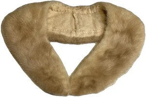 VINTAGE MID CENTURY BLOND HELLBRAUN LT BRAUN NERZKRAGEN STOLA MANTEL PULLOVER CARDIGAN WICKLUNG - Bild 1 von 11