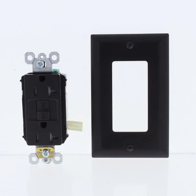 P&S Brown Self-Testing Tamper Resistant GFCI Receptacle Outlet 5-20R 20A 2097TR - Image 1 of 4