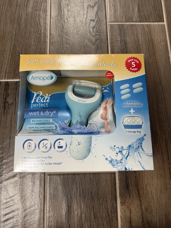 Amopé Pedi Perfect Wet & Dry Rechargeable Foot File, 5 Refill Rollers & Bag - Image 1 of 1