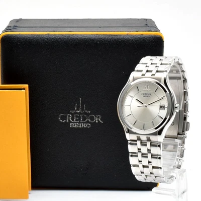 [N MINT /Box] SEIKO CREDOR Signo 8J86-7A00 GCAZ009 Silver Qz Men's Watch JAPAN - Image 1 of 4