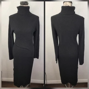 Vestido Suéter Charter Club Talla Grande 100% Cachemira Cuello Alto Mangas Largas Negro - Imagen 1 de 11