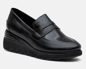 Ara Blair Women's Leather Low Top Wedge Shoes BLACK Size US 7.5 NEW IN BOX - Picture 1 of 9