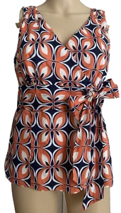 Blusa Top Para Mujer Talla 6 Y2K Babydoll Ann Taylor Lazo Algodón Geométrico - Imagen 1 de 10