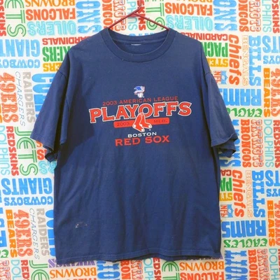 Vintage Boston Red Sox 2003 Playoffs T Shirt Size XL Minor Flaws Blue Red - Image 1 of 4