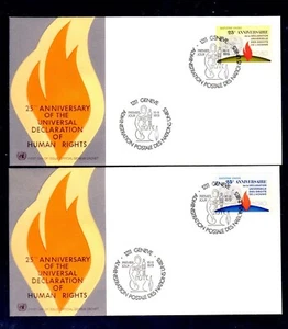 UNITED NATIONS GENEVA #35-36 HUMAN RIGHTS #6 ENVELOPE FDC MINT NH - Picture 1 of 1