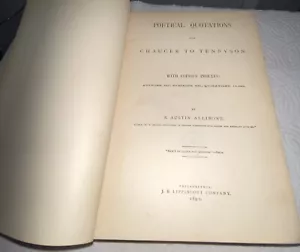 1892-Book-Poetical Quotations Chaucer To Tennyson S. Austin Allibone-Cobb Estate - Picture 1 of 19
