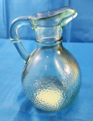 Libbey Green Glass Accent Bottle Oil Vinaigrette With Spout 4" Tall Orange Peel - Image 1 of 4