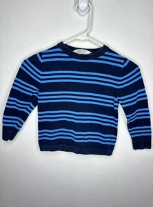 H&M Striped Sweatshirt Boys Size 5T-6 Long Sleeve Blue Navy Pullover - Picture 1 of 4