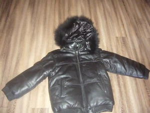 NWOT REAL FUR TRIM HOODED ITALIAN LEATHER JACKET 4XL (7) - Picture 1 of 6