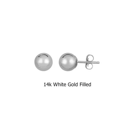 New 14k 4mm White Gold Filled Round Ball Stud Post Earrings - Image 1 of 2