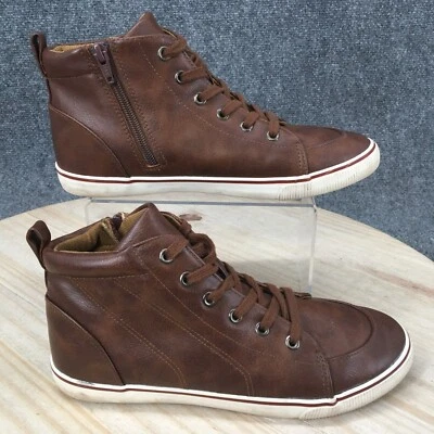 Cat & Jack Boots Youth 6 Zip Lace Up Ankle Top Brown Faux Leather Round Toe - Image 1 of 4