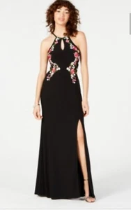 Morgan & Company Juniors' Embroidered Halter Gown - BlackSize 3 - Picture 1 of 1