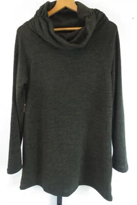 Sun & Moon Sweater Womens Size Large Green Long Sleeve Cowl NeckSequin Elbows - Picture 1 of 7