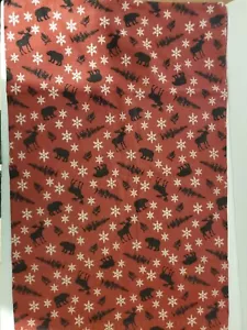 Pillowcase Moose Bear Pine Tree 100% Cotton Winter Theme 1 Standard Size Red - Picture 1 of 6