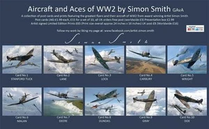 Spitfire MK1 Aces DFC collectors postcard set Battle of Britain Malan,Tuck,   - Picture 1 of 12