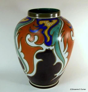 Gouda Holland Zampa 2951 Large Art Nouveau Vase - Picture 1 of 1