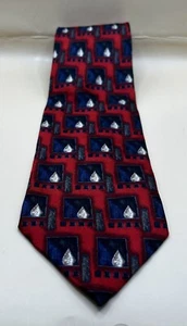 Jz Richards Red Geometric Design Mens Necktie All Silk Made In The U.S.A. - Picture 1 of 5