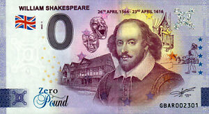 0 Euro Schein - Zero Pound - Großbritannien - William Shakespeare 2023-1