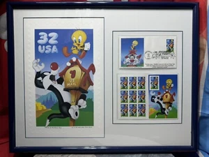BOTSCHAFTER DER BRIEFMARKEN SAMMELN TWEETY SYLVESTER LITHO KUNSTDRUCK BILD 1998 - Bild 1 von 10