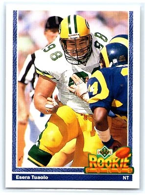 1991 Upper Deck Football #635 Esera Tuaolo  RF, RC  Rookie Green Bay Packers - Image 1 of 2