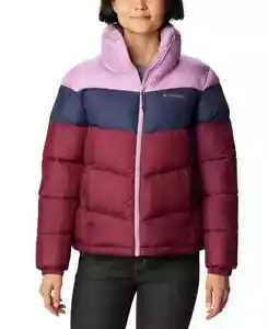 Columbia Puffer Colorblocked Full Zip Jacket Women's XS Marionberry Long Sleeve - Picture 1 of 15