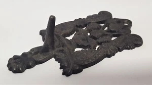 Cast Iron Wall Peg Kitchen Hook Coat Towel Keys Decor Fruit Flowers Black Vtg #4 - Picture 1 of 12