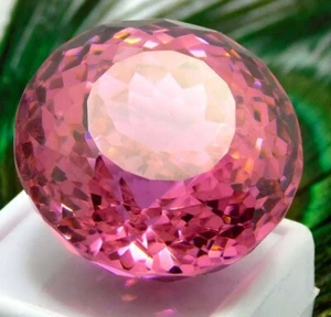 Natural Combodian Pink Zircon Round Cut Superb 50.05 Ct+ Precious Loose Gemstone - Picture 1 of 4