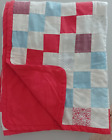 Vintage handmade patchwork cot pram nursery quilt red multi 54" x 33"