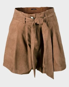 Jane Norman Ladies Shorts Belted Brown Suedette Summer New - Picture 1 of 8