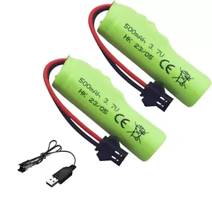 2x 3,7V 500mAh Akku mit SM Stecker für RC TOYS Hubschrauber Flugzeug Auto Boot - Bild 1 von 7