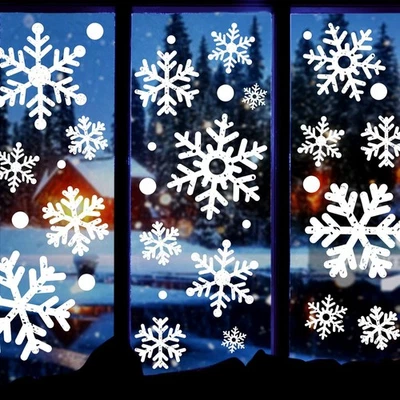 110 PIEZAS Calcomanías extra grandes para ventana de Navidad de copo de nieve para vidrio blanco  Foto 1 de 4
