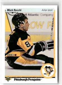 1990-91 cubierta superior francés #178 Mark Recchi Pittsburgh Penguins RC - Imagen 1 de 2