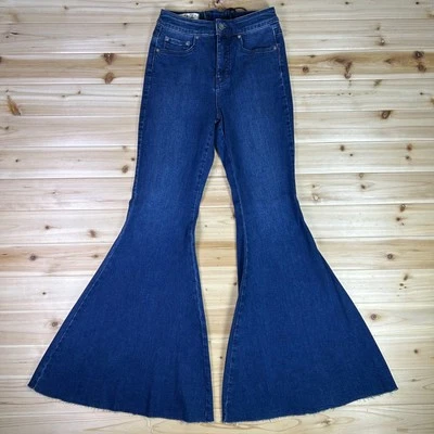 Free People We Free People Womens 27 CRVY Bell Bottom High Rise Lace Up Flare - Image 1 of 4