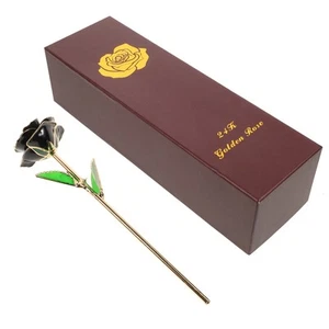  Gold Plated Rose Birthday Gift Rosa Dorata Mancare Fiore Di Oro 24k - Imagen 1 de 12