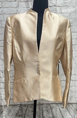 Blazer Pamela Dennis Noche Seda Beige Talla 14 Nuevo Con Etiquetas Foto 1 de 4