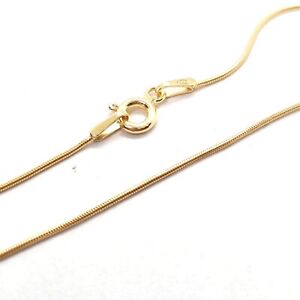18ct Yellow Gold on 925 Sterling Silver Rounded Snake Chain - 1mm - 16inch